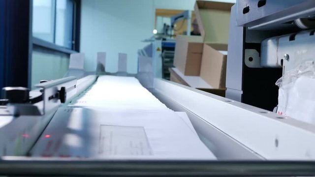 Envelopes on the assembly line in a factory