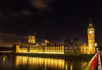 Fototapeta na wymiar Big Ben Tower Westminster Bridge Night Houses of Parliament Westminster London England