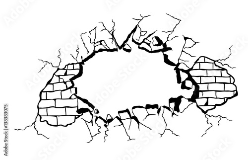 "handmade hole in brickwall vector design" Stock image and royalty-free