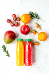 summer fresh drink in plastic bottle on white background top view mockup