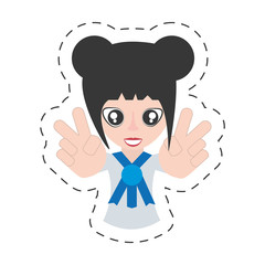 portrait japanese girl student uniform vector illustration eps 10