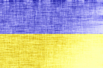 Stylized state flag of Ukraine (proportion 2:3). A horizontal blue and yellow bicolour. Textile background, canvas texture