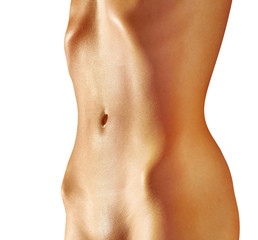 Fototapeta na wymiar abdomen of woman on white