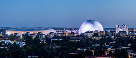 Globen en sommarnatt sett från Hammarbybacken