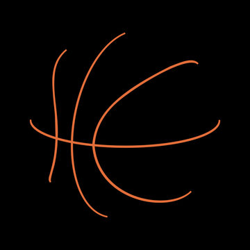 Logo of yellow basketball stripes on black background.