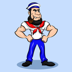 old man sailor with red scarf and tobacco pipe