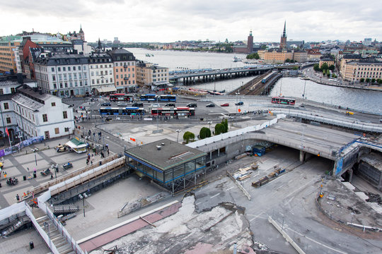 Nuvarande Slussens rivning och det omfattande bygget av Nya Slussens p&aring;g&aring;r 10/19
