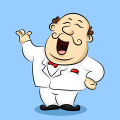 old man singer in white suit and red tie