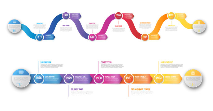 Infographics arrow timeline hystory template