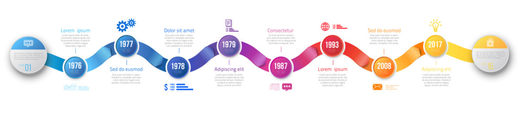 Infographics arrow timeline hystory template