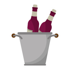 glass bottles wine bucket vector illustration eps 10