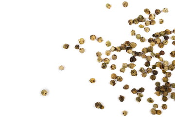  pile dry green peppercorn isolated on white , top view