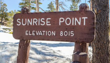 Sunrise Point sign at Bryce Canyon National Park
