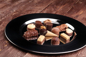 a lot of variety chocolate pralines