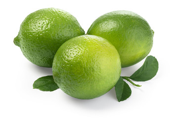 Lime. Fresh fruit with leaf