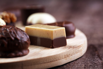a lot of variety chocolate pralines