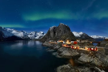 Poster Hamnoy, Lofoten, Norway2017  - aurora borealis © janmiko