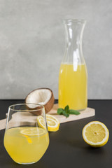 Bottle with fresh citron lemonade