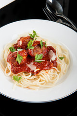 Pasta with meatballs and tomato sauce