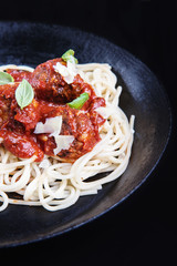 Pasta with meatballs and tomato sauce