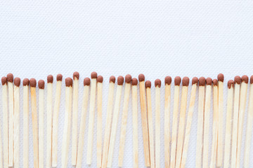 match close-up and space for text on white background