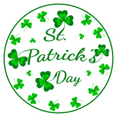 St. Patrick's Day greeting card. Vector illustration with clover on white