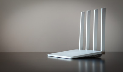 Wireless router at home with four antennas