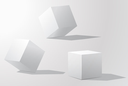Set of white cubes in different projections