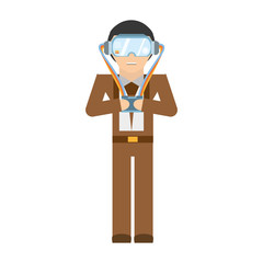 man wearing vr goggles with control vector illustration eps 10