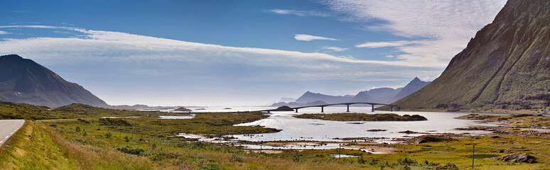 Fantastic bridge through fjord on Lofoten islands in Norway © NemanTraveler