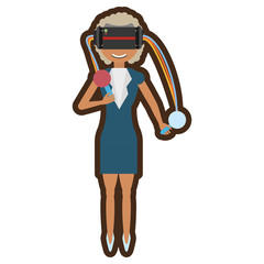 woman with virtual reality glasses simulation vector illustration eps 10