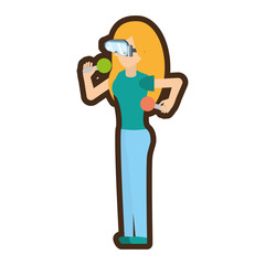 woman with virtual reality glasses simulation vector illustration eps 10