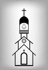 Vector church Icon with tower bell. Illustration eps 10.