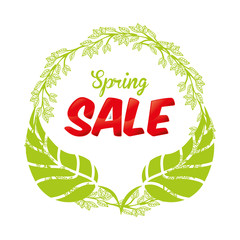 spring leaves sale commerce poster vector illustration eps 10