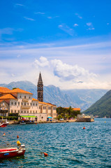 Fototapeta premium beautiful mediterranean landscape. Mountains near town Perast, Kotor bay (Boka Kotorska), Montenegro.