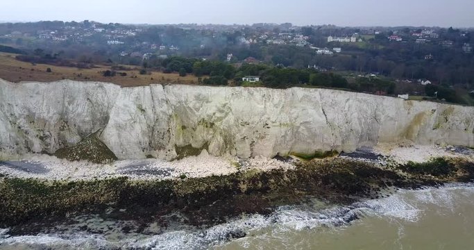 A view to White Cliffs of Dover from the sea 4K scene