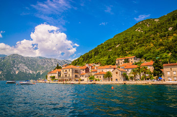 Fototapeta na wymiar beautiful mediterranean landscape. Mountains near town Perast, Kotor bay (Boka Kotorska), Montenegro.