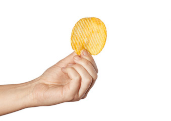 Fried potato chips corrugated