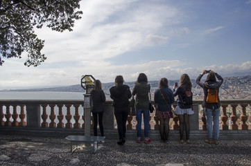Tourists enjoying the view of Nice