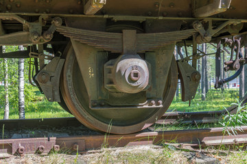 En gammal sliten godsfinka (godsvagn) står på ett stickspår vid Norrbottens Järnvägsmuseum