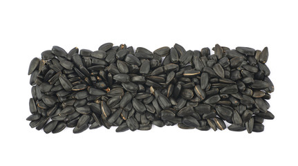 Line of sunflower seeds isolated