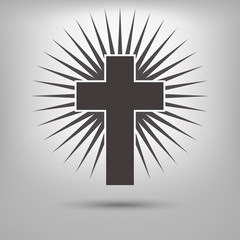 Obraz premium Christian Cross Vector icon illustration on white. Sunrise.