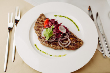 cutlet stuffed with soft cheese Pleskavitsa