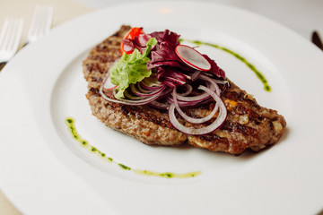 cutlet stuffed with soft cheese Pleskavitsa