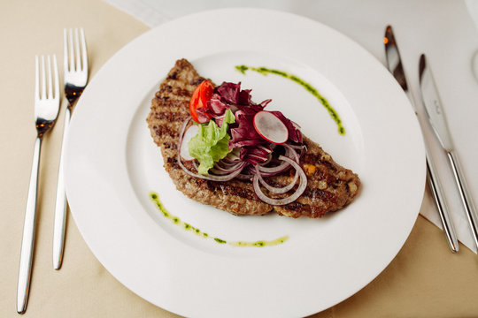 cutlet stuffed with soft cheese Pleskavitsa