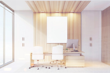 Fototapeta na wymiar Elegant CEO room interior, poster, toned
