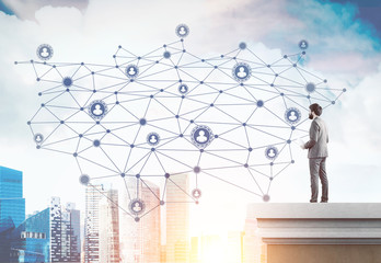 Bearded man on the roof