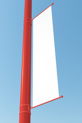 Blank white vertical banner template flag for mockup 3d illustration