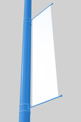 Blank white vertical banner template flag for mockup 3d illustration
