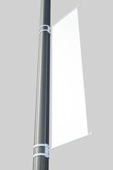 Blank white vertical banner template flag for mockup 3d illustration